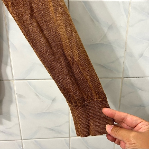 J. Crew Sweater Men's Large Tall Camel Brown 100% Merino Wool Preppy Old Money - Picture 3 of 9